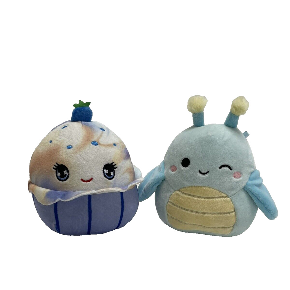 Lot Of 2 Squishmallows Mini Small EUC Blueberry Muffin‎ Grasshopper 6 Inch
